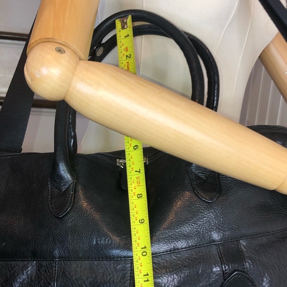 WRALPH LAUREN Black Leather /Canvas Top Handle Briefcase Crossbody Shoulder Bag - Picture 14 of 17